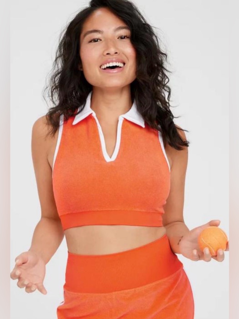 Aerie orange terry cloth 2 piece athletic set